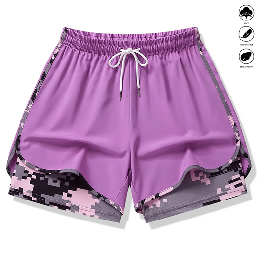 🏃 Women's Casual Athletic Shorts with Built-in Liner — 2-in-1 High Waist Running Shorts