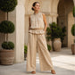 👗 Women's Summer Plaid Two Piece Set — Ruffle Sleeveless Top & Wide Leg Trousers Co-Ord