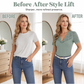 👚Women's Slim-Fit V-Neck Lace Short-Sleeve Top
