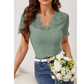 👚Women's Slim-Fit V-Neck Lace Short-Sleeve Top