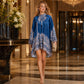 👗 Women's Vintage Floral High Neck Cape Dress — Romantic Maxi with Flowing Cape Effect & Ruffled High Neckline