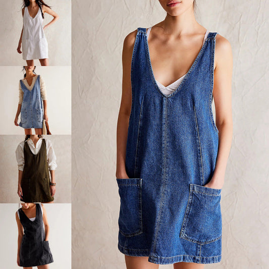 👗 Women's Fashion Denim Backless Dress