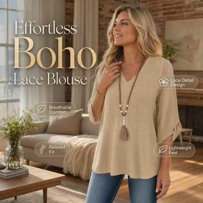 👚 Women's V-Neck Embroidered Top — Floral Embroidered Blouse with Flattering V-Neckline