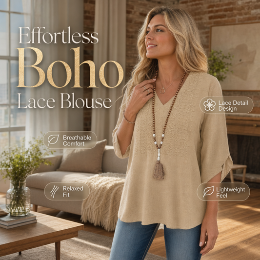 👚 Women's V-Neck Embroidered Top — Floral Embroidered Blouse with Flattering V-Neckline