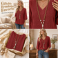 👚 Women's V-Neck Embroidered Top — Floral Embroidered Blouse with Flattering V-Neckline