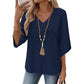 👚 Women's V-Neck Embroidered Top — Floral Embroidered Blouse with Flattering V-Neckline