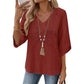 👚 Women's V-Neck Embroidered Top — Floral Embroidered Blouse with Flattering V-Neckline