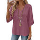 👚 Women's V-Neck Embroidered Top — Floral Embroidered Blouse with Flattering V-Neckline