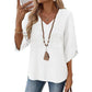 👚 Women's V-Neck Embroidered Top — Floral Embroidered Blouse with Flattering V-Neckline