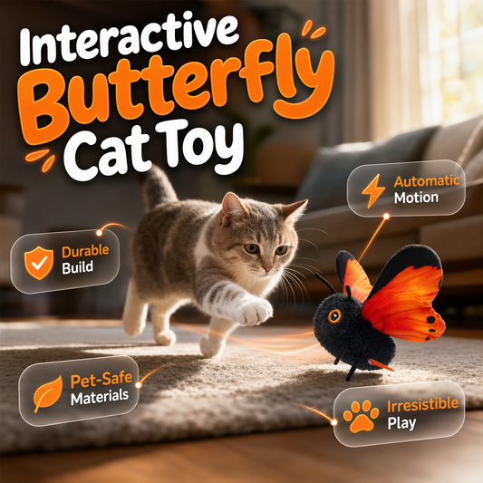 🦋 Smart Sensing Flapping Butterfly Toy for Cats — Motion-Activated Interactive Cat Toy