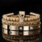 👑 Men's Stainless Steel Crown Bracelet 3-Piece Set — Luxury Royal Crown Design with CZ Beads