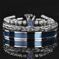 👑 Men's Stainless Steel Crown Bracelet 3-Piece Set — Luxury Royal Crown Design with CZ Beads