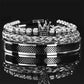 👑 Men's Stainless Steel Crown Bracelet 3-Piece Set — Luxury Royal Crown Design with CZ Beads