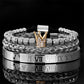 👑 Men's Stainless Steel Crown Bracelet 3-Piece Set — Luxury Royal Crown Design with CZ Beads