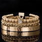 👑 Men's Stainless Steel Crown Bracelet 3-Piece Set — Luxury Royal Crown Design with CZ Beads