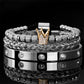 👑 Men's Stainless Steel Crown Bracelet 3-Piece Set — Luxury Royal Crown Design with CZ Beads