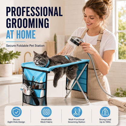 🐾 2-in-1 Foldable Pet Grooming Bed — Convertible Kennel & Sofa for Small Dogs & Cats | Soft Crystal Velvet | Machine Washable