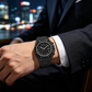 ⌚ Men's Luxury Sparkling Quartz Watch — Diamond-Inlaid Sunray Dial with Fluted Bezel