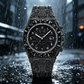 ⌚ Men's Luxury Sparkling Quartz Watch — Diamond-Inlaid Sunray Dial with Fluted Bezel