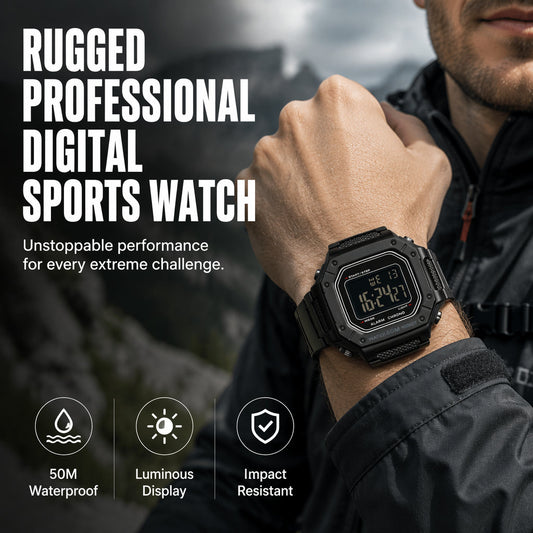 ⌚ Men's Waterproof Digital Watch with LED Luminous Display — Stopwatch, Alarm & Date Function | LED Backlight | Ideal for Outdoor & Daily Wear
