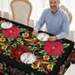 🌺 Mexican Floral Tablecloth with Scalloped Edge – Vibrant Fiesta-Style Design for Dining & Kitchen, Machine Washable 🧵✨