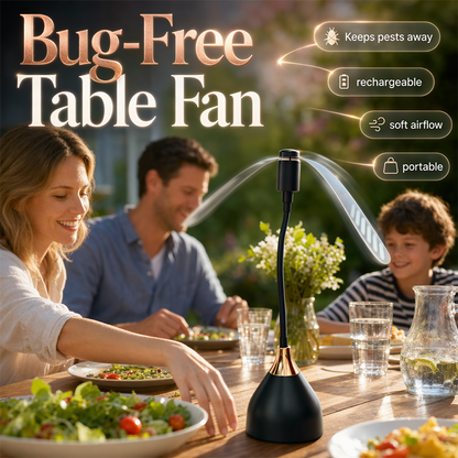✨ Fly Repellent Fan – Rechargeable USB-C Table Fan, Chemical-Free with Flexible Blades, Keeps Flies Away from Food for BBQ & Picnic 🍔🌿