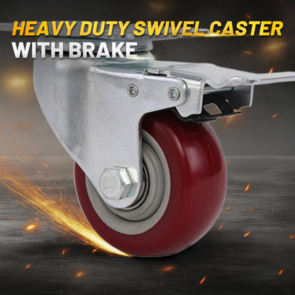 🔩 Heavy Duty Swivel Castor with Total Stop Brake – 200kg Load Capacity, PU Wheel, Non-Marking, 360° Smooth Rotation for Trolley & Workbench 🛠️✨