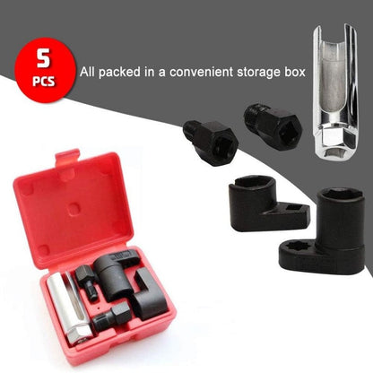 🔧 5PC Oxygen Sensor Socket Set – 22mm Offset O2 Wrench with Thread Chasers (M12/M18), Professional Lambda Sensor Removal Kit for Cars & SUVs 🚗⚡