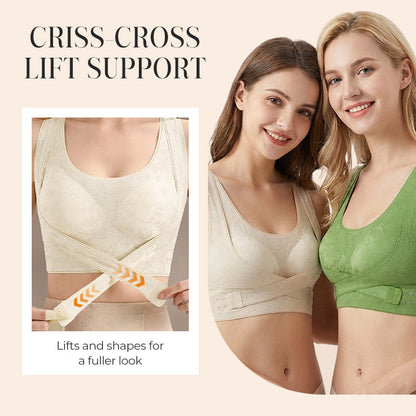 💃 Criss-Cross Lift & Sculpt Comfort Bra – Wireless Support Bra with Flattering U-Back, Seamless Smoothing for Everyday Wear ✨