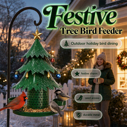 🎄 Festive Tree Bird Feeder – Metal Hanging Christmas Feeder for Garden Birds, Rust-Resistant with 360° Perch 🐦✨