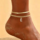 ✨ Dainty Layered Gold Initial Anklet