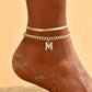 ✨ Dainty Layered Gold Initial Anklet