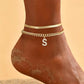 ✨ Dainty Layered Gold Initial Anklet