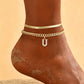 ✨ Dainty Layered Gold Initial Anklet