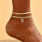 ✨ Dainty Layered Gold Initial Anklet