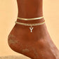 ✨ Dainty Layered Gold Initial Anklet
