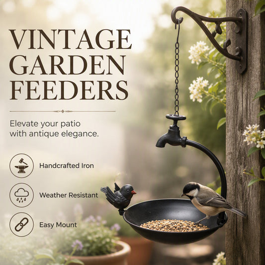 🚰 Vintage Hanging Bird Feeder with Decorative Faucet