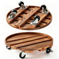 🌿 Round Wooden Plant Stand with Wheels – Mobile Flower Pot Caddy with 360° Swivel Casters
