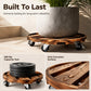 🌿 Round Wooden Plant Stand with Wheels – Mobile Flower Pot Caddy with 360° Swivel Casters