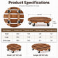 🌿 Round Wooden Plant Stand with Wheels – Mobile Flower Pot Caddy with 360° Swivel Casters