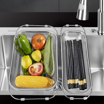 🏠 Expandable Sink Drainer Rack – Telescopic Stainless Steel Basket Fits Most Sinks, Space-Saving Drying Rack for Dishes & Veg ✨✅
