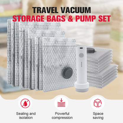 ✈️ Vacuum Bags with Electric Pump – 12 Pack, USB, Space-Saving ✅