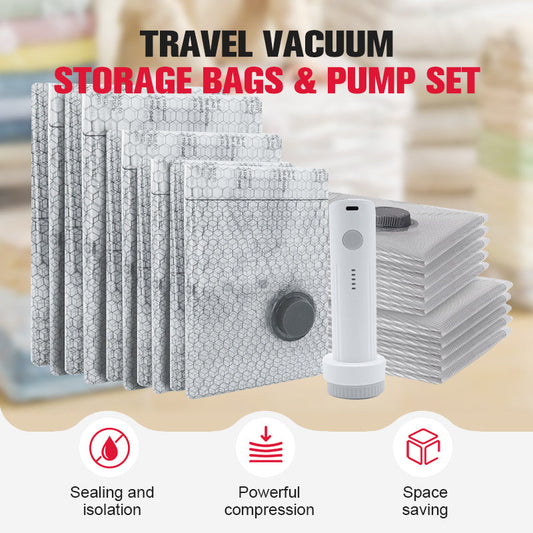 ✈️ Vacuum Bags with Electric Pump – 12 Pack, USB, Space-Saving ✅