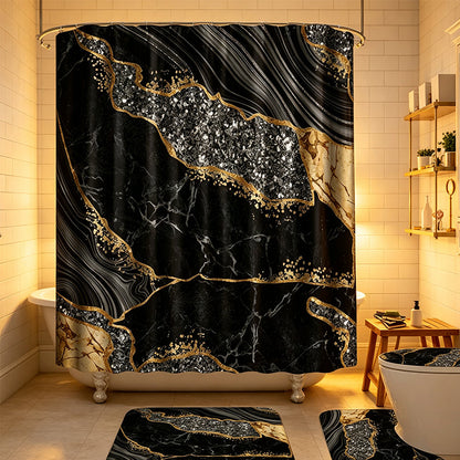 🛁Elegant Marble Pattern Bathroom Shower Curtain