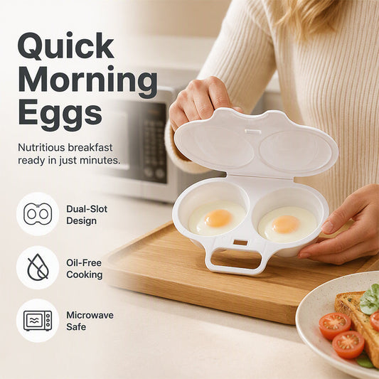 🔥Microwave Egg Poacher – Dual-Cavity Steamer, Rapid Heating, Non-Stick PP – Ideal for Home, Office & Travel! 🔥