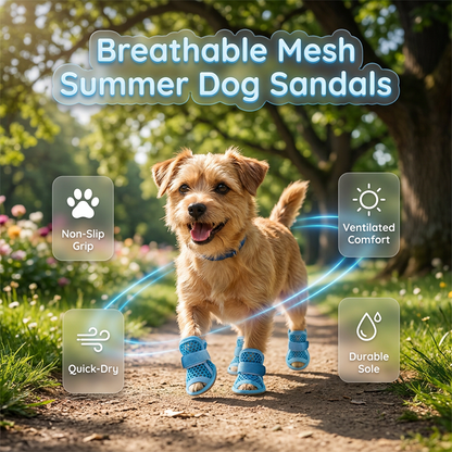 ☀️ Breathable Dog Booties with Non-Slip Sole – Lightweight Mesh for Hot Pavement