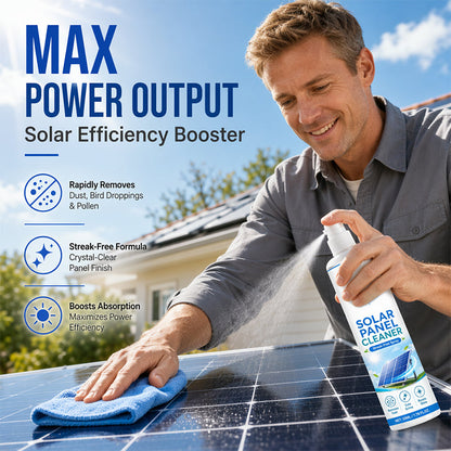 ☀️ Advanced Solar Panel Cleaner Spray – pH Neutral Formula Removes Bird Droppings & Lichen, Streak-Free🛡️✨