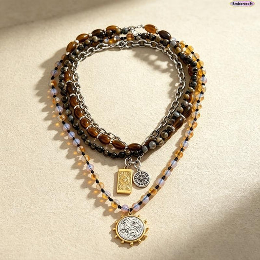 ✨ Retro Multi-Layer Beaded Necklace