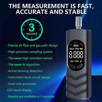 🔋 Rechargeable Breathalyzer with LCD Screen and Voice Broadcast