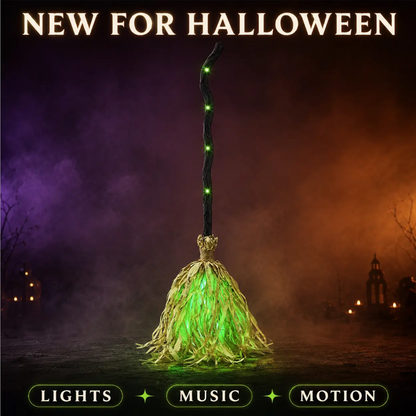 🧹 Halloween Electric Witch Broom Decoration, Indoor/Outdoor Decor 🎃✨